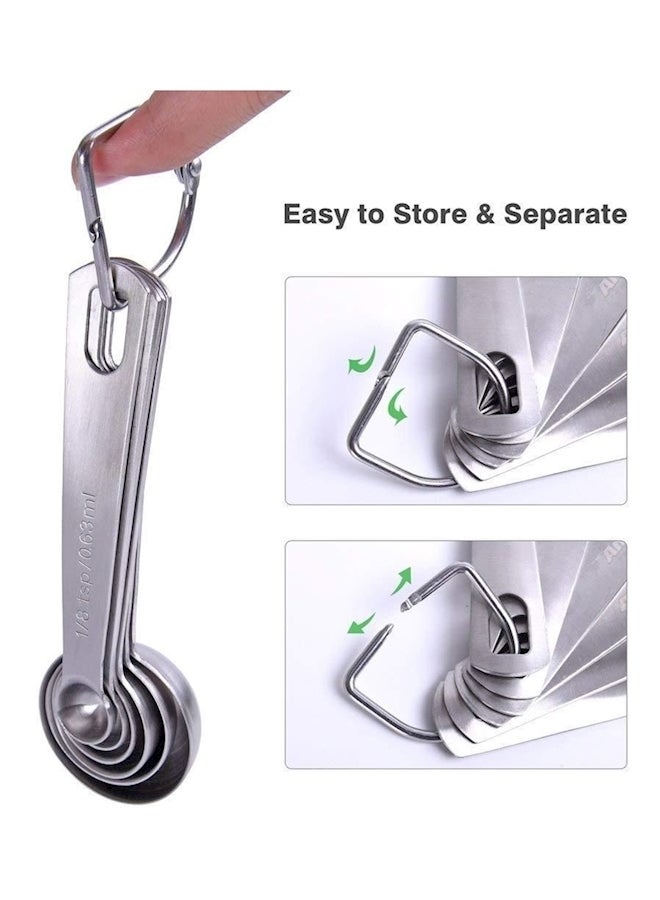 6-Piece Measuring Spoon Set With D-Ring Holder Silver - Image 2