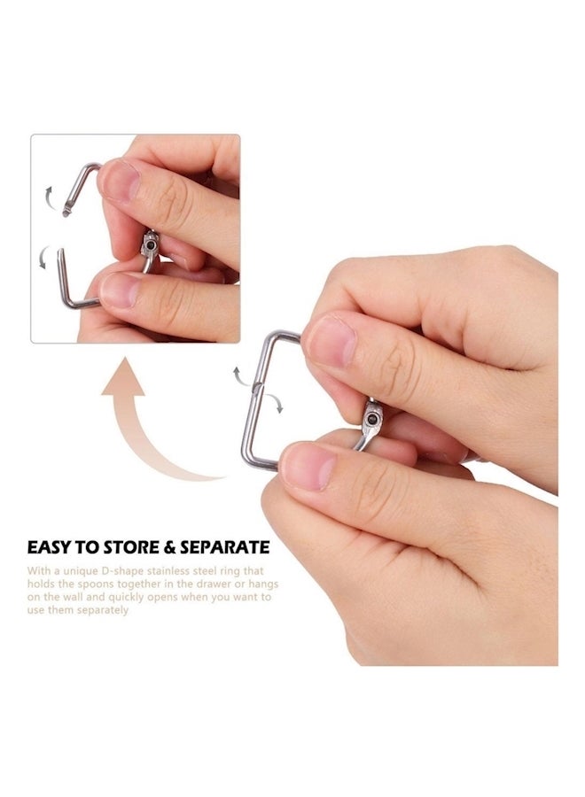 6-Piece Measuring Spoon Set With D-Ring Holder Silver - Image 5