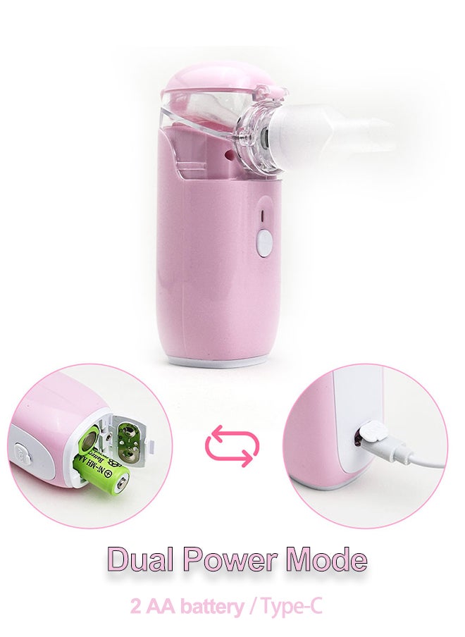 S-Color Ultrasonic Mesh Nebulizer Machine For Children Men Women Mini Handheld Portable Steam Humidifier For Home And Travel - Pink  - Image 4