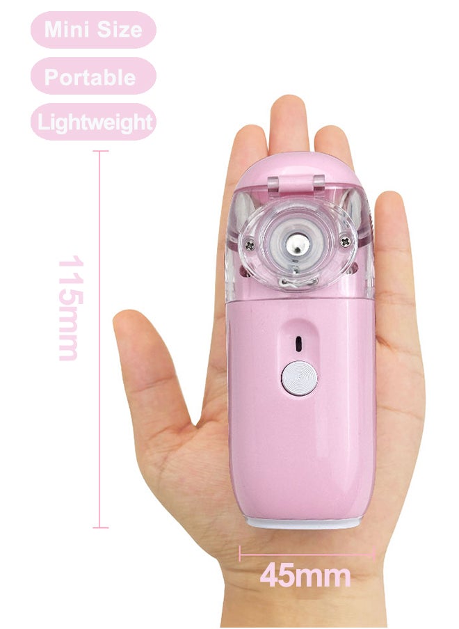 S-Color Ultrasonic Mesh Nebulizer Machine For Children Men Women Mini Handheld Portable Steam Humidifier For Home And Travel - Pink  - Image 2