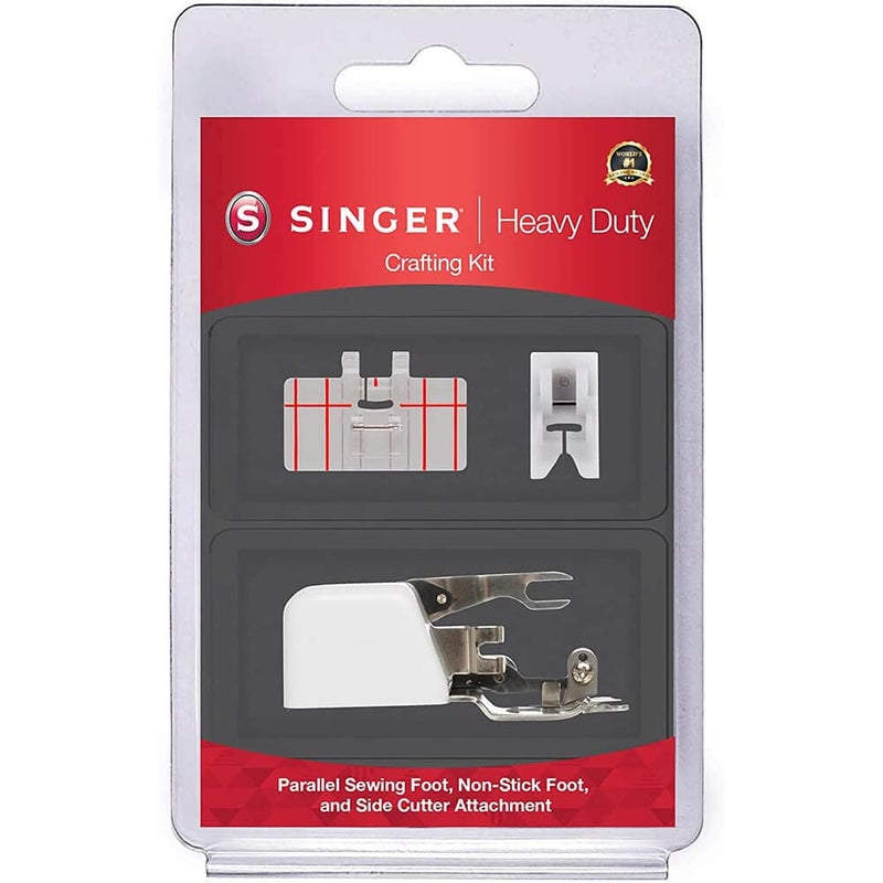 SINGER HeavyDuty Crafting Presser Feet Kit Includes Side Cutter Parallel Sewing NonStick Presser Feet Ideal for Trimming Hemming Decorative Stitching - Image 2