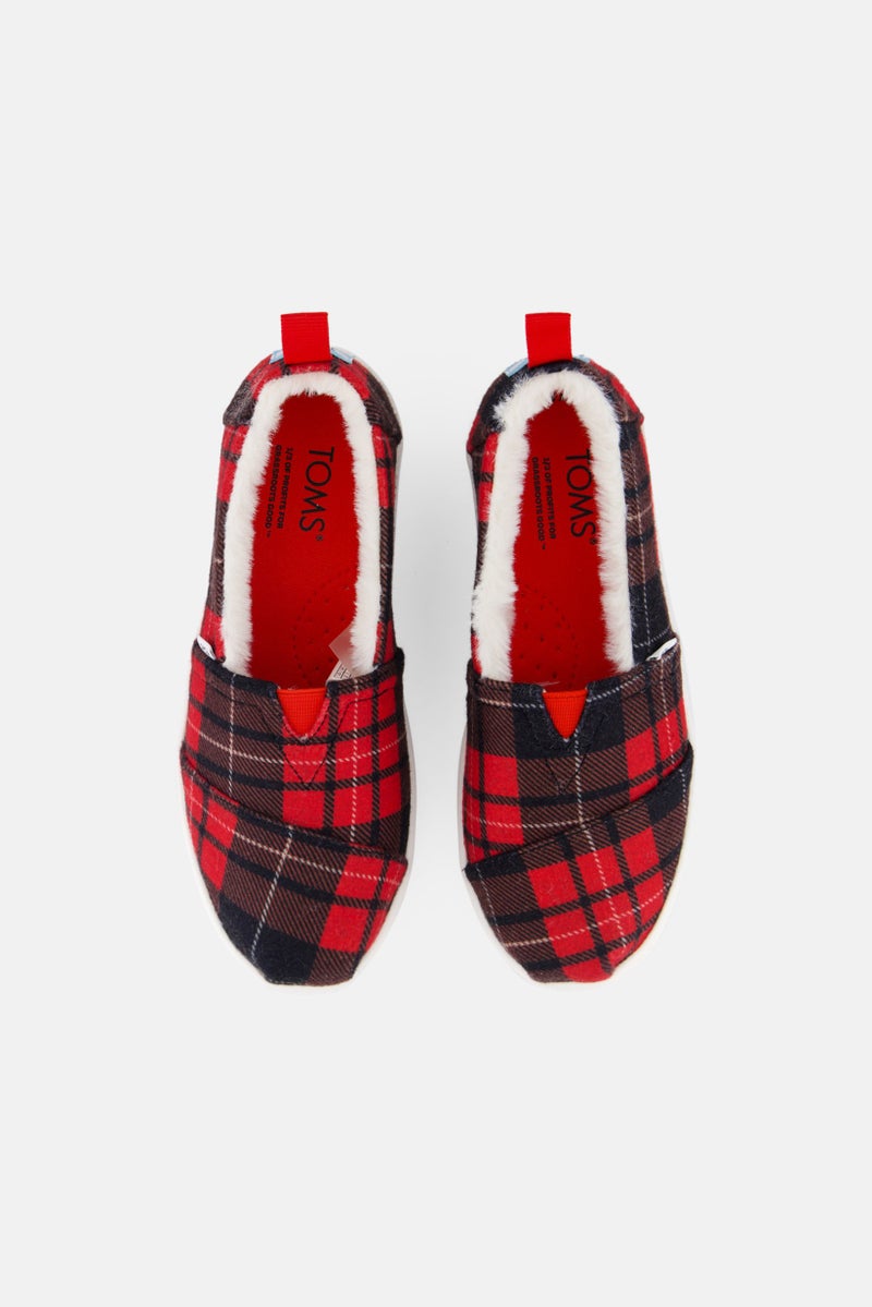 TOMS Kids Girl Checkered Slip On Shoes, Red - Image 3