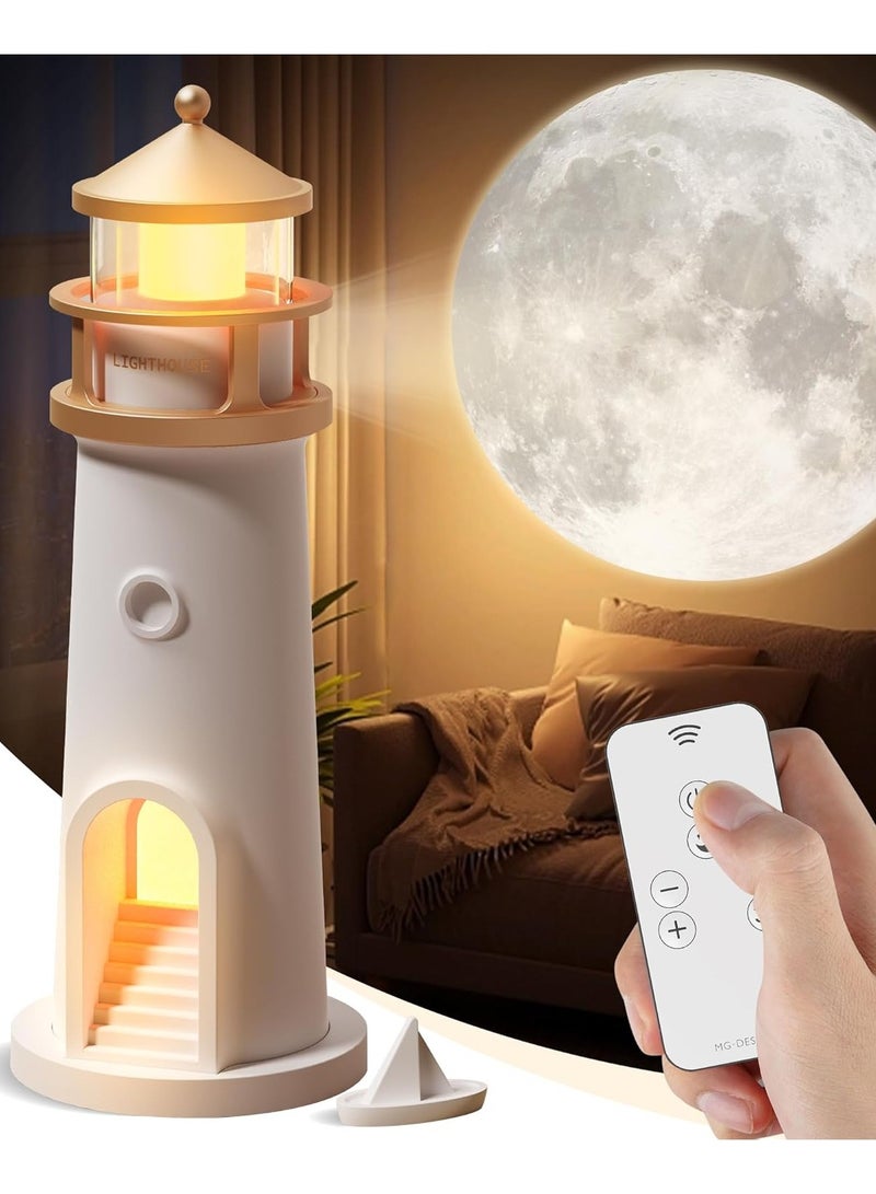 شوبيت مصباح قمري على شكل منارة، مصباح طاولة LED للأطفال والأولاد والبنات، مزود ببطارية قابلة لإعادة الشحن وجهاز تحكم عن بعد، ديكور غرفة جميل وهدية لعيد الميلاد وأعياد الميلا  - Image 2
