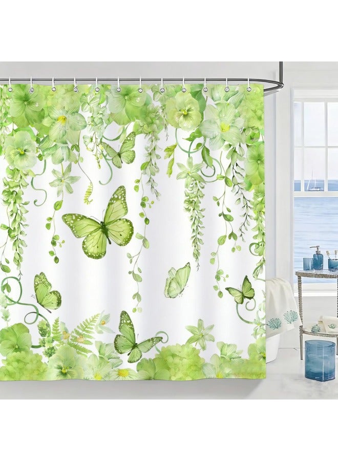 Plaid Waterproof Shower Curtain, Mildew-resistant Bathroom Shower Parion Curtain