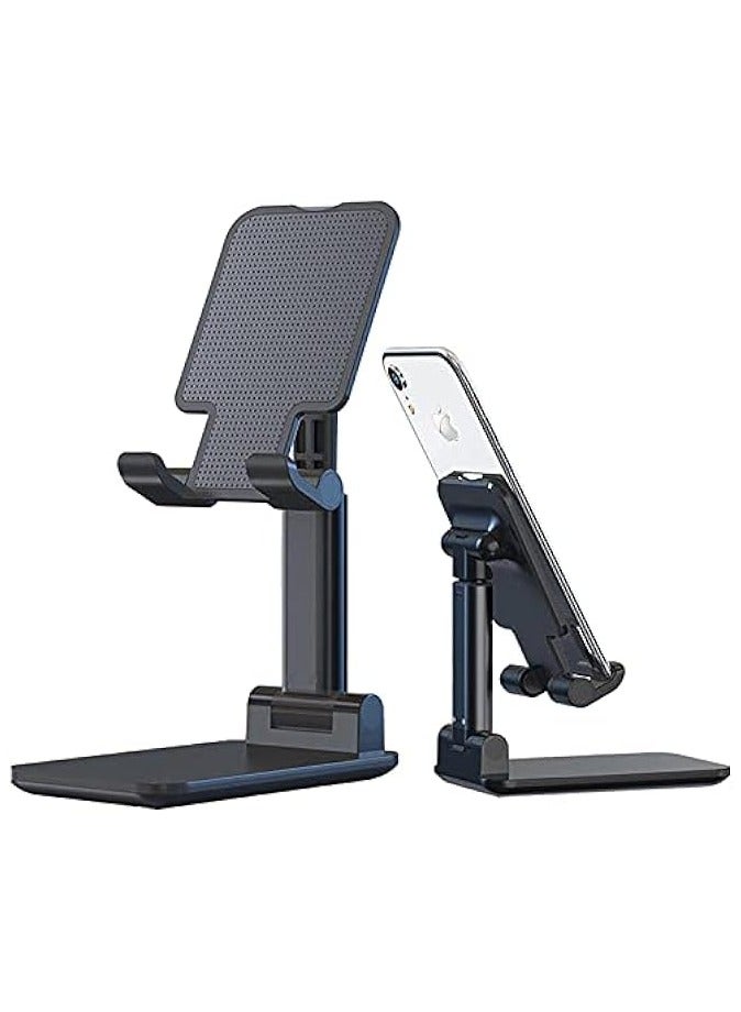 TYCOM Cell Phone Stand, Adjustable phone holder for Desk, Foldable Desktop Tablet Stand Holder, Double Adjustable Mobile stand Phone Tablet Holder (Black) - Image 1