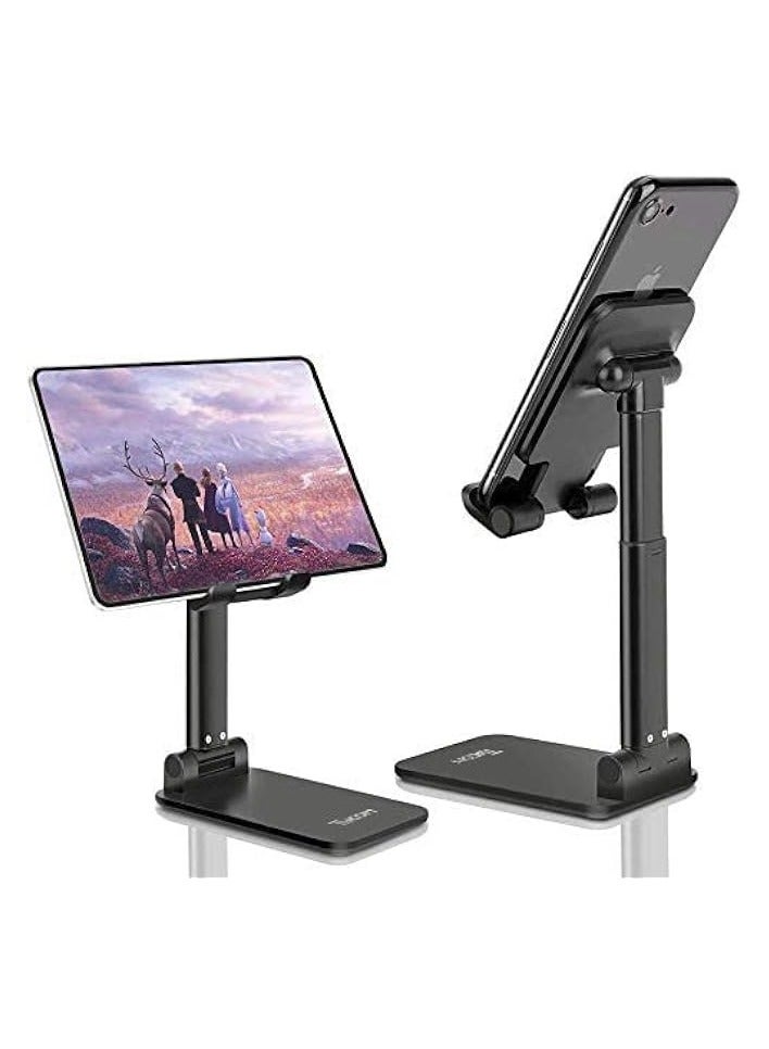 TYCOM Cell Phone Stand, Adjustable phone holder for Desk, Foldable Desktop Tablet Stand Holder, Double Adjustable Mobile stand Phone Tablet Holder (Black) - Image 2