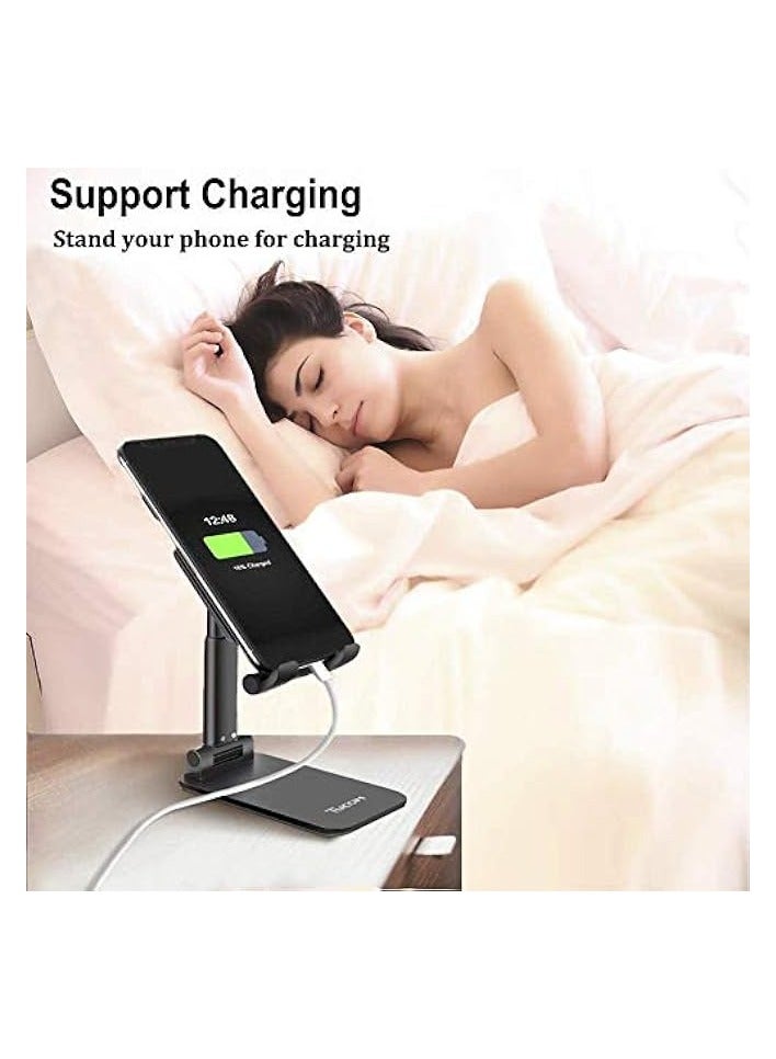 TYCOM Cell Phone Stand, Adjustable phone holder for Desk, Foldable Desktop Tablet Stand Holder, Double Adjustable Mobile stand Phone Tablet Holder (Black) - Image 3