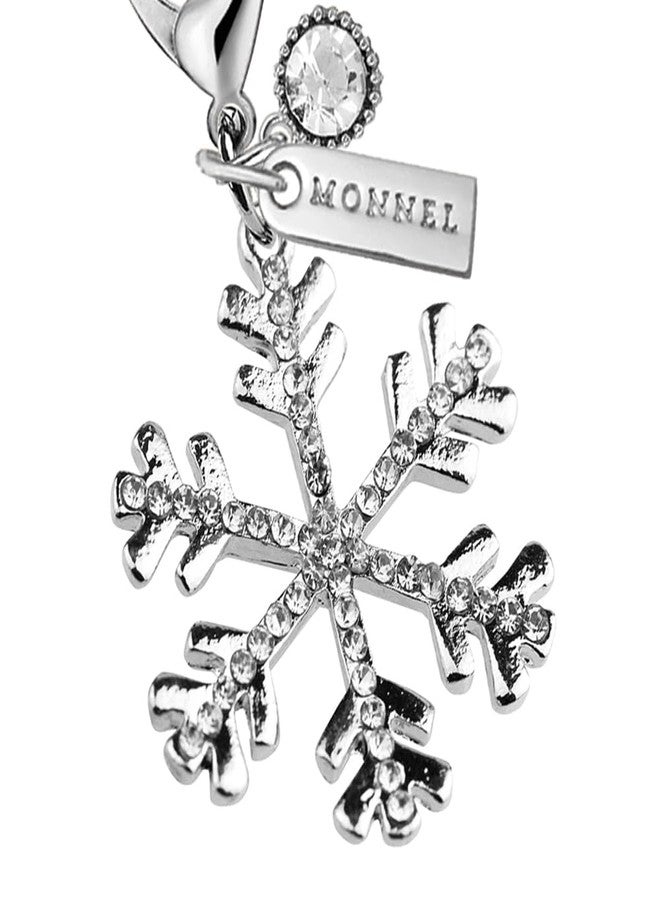 MONNEL MC364 Little Crystal Snowflake Lobster Clasp Charm for Women with Velvet Bag (White,1 Piece) - Image 2