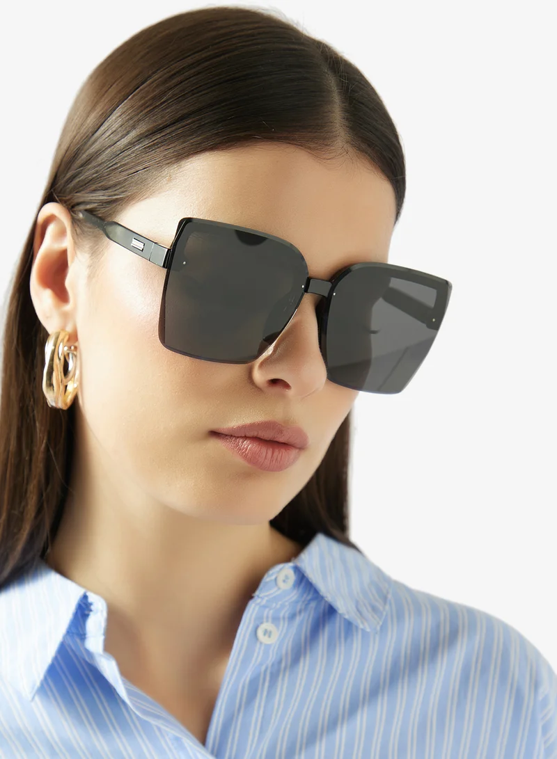 Ella Black Classic Oversized Rectangle Sunglasses for Women | Best Price UAE