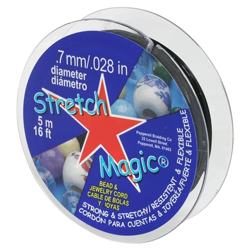 Stretch Magic Elastic Beading Cord – Black Color, 0.7mm in Diameter, 5-Meter (16 ft) - Easy to Knot, Strong & Stretchy String for Making Beaded Jewelry - Image 1