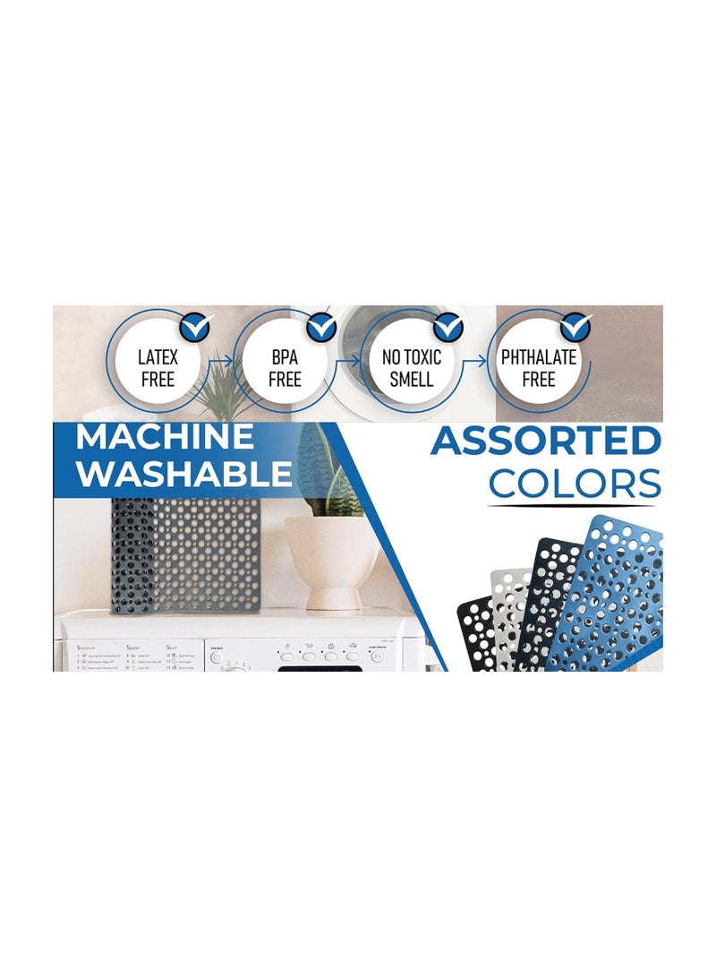 ORiTi Nonslip Bath Mat Soft TPE Bathtub Mat with Suction Cups and Drain Holes for Kids and Adults - Machine Washable Bathroom Bath Tub or Shower Mat - 89 x 40cm./ 35 x 16 inch (Blue) - Image 4