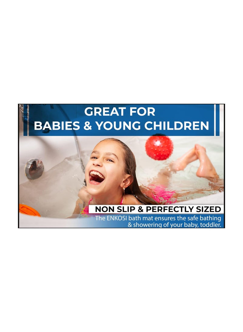 ORiTi Nonslip Bath Mat Soft TPE Bathtub Mat with Suction Cups and Drain Holes for Kids and Adults - Machine Washable Bathroom Bath Tub or Shower Mat - 89 x 40cm./ 35 x 16 inch (Blue) - Image 5