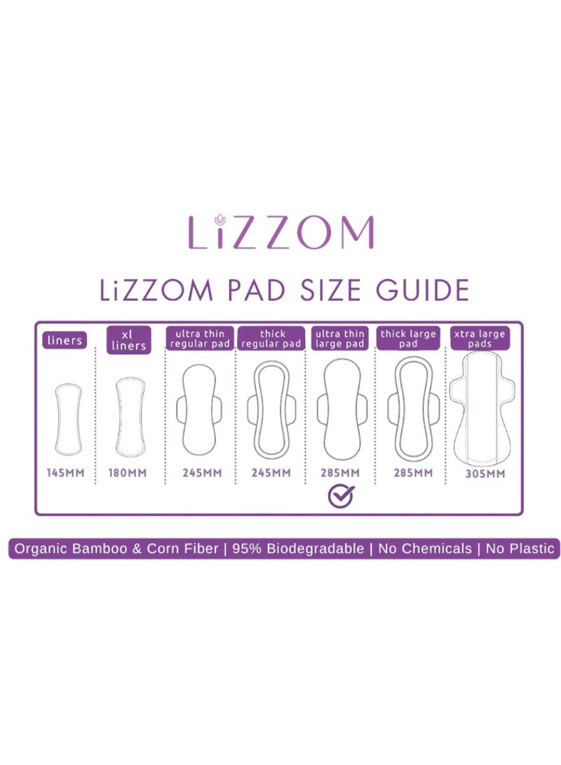 LiZZOM Organic Ultra Thin Large Sanitary Pads with Wings, 10 Count, Bamboo Top Sheet, Biodegradable Back Sheet - Image 5