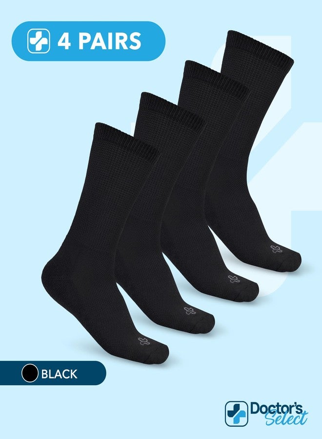 Doctor's Select Diabetic Socks for Men - 4 Pairs Crew Black Diabetic Socks for Men 9-12 | Moisture-Wicking | Neuropathy and Edema - Image 5