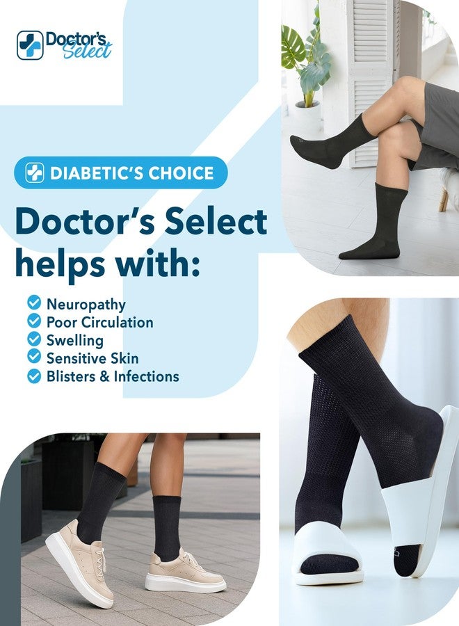 Doctor's Select Diabetic Socks for Men - 4 Pairs Crew Black Diabetic Socks for Men 9-12 | Moisture-Wicking | Neuropathy and Edema - Image 4