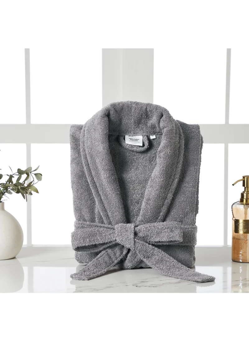Donetella Unisex 100% Cotton Terry Bathrobe Small & Medium Size, 400 GSM, Luxurious & Absorbent, Ankle-Length with Shawl Collar & Pockets