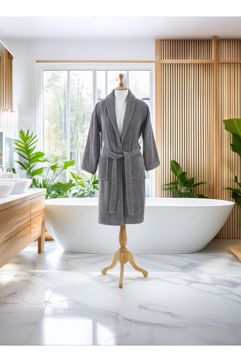 Donetella Unisex 100% Cotton Terry Bathrobe Small & Medium Size, 400 GSM, Luxurious & Absorbent, Ankle-Length with Shawl Collar & Pockets - Image 1