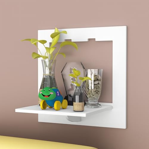 Vendola Decorative Wall Shelves – Floating Shelf for Living Room, Bedroom, Office & Home Décor | Modern Wooden Display Rack for Plants, Books, Trophy and Collectibles (White, Set of 3) (3, Square) - Image 4