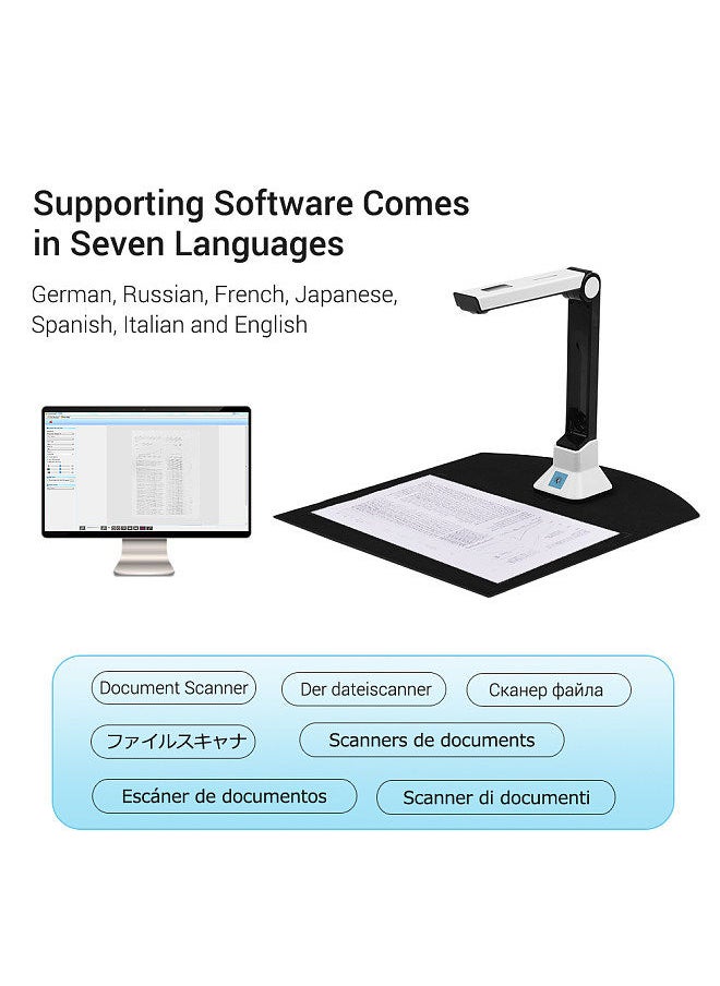 Generic - BK50 Portable 10 Mega-pixel High Definition Scanner Capture Size A4 Document Camera for Card Passport File Documents Recognition Support 7 Languages - Image 1