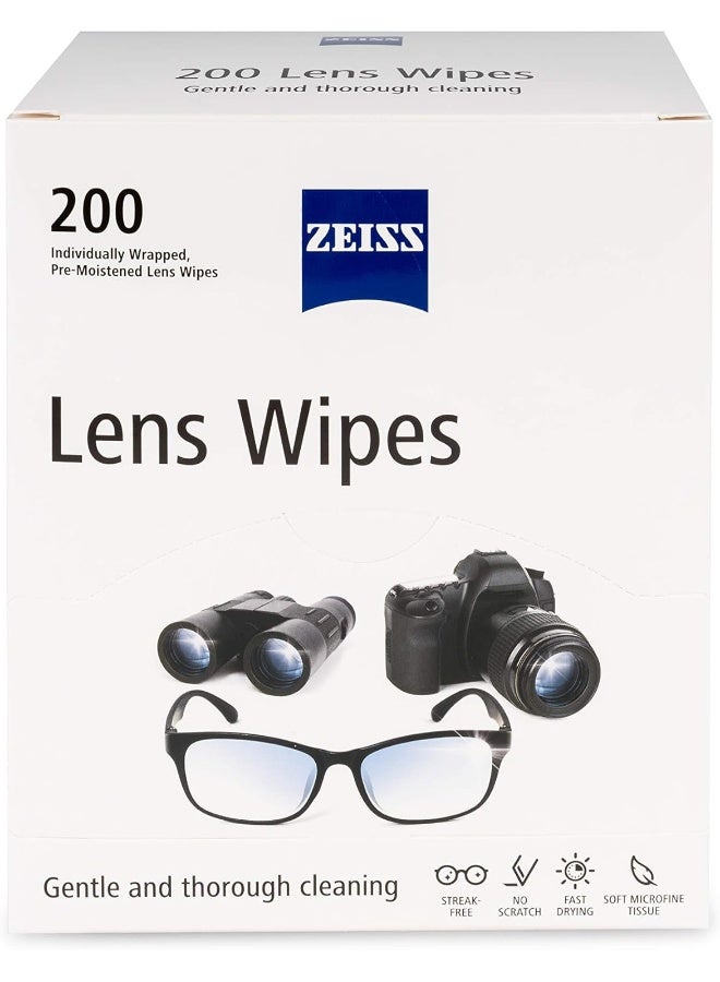 ZEISS Pre-Moistened Lens Cleaning Wipes - 200 Count - Image 1