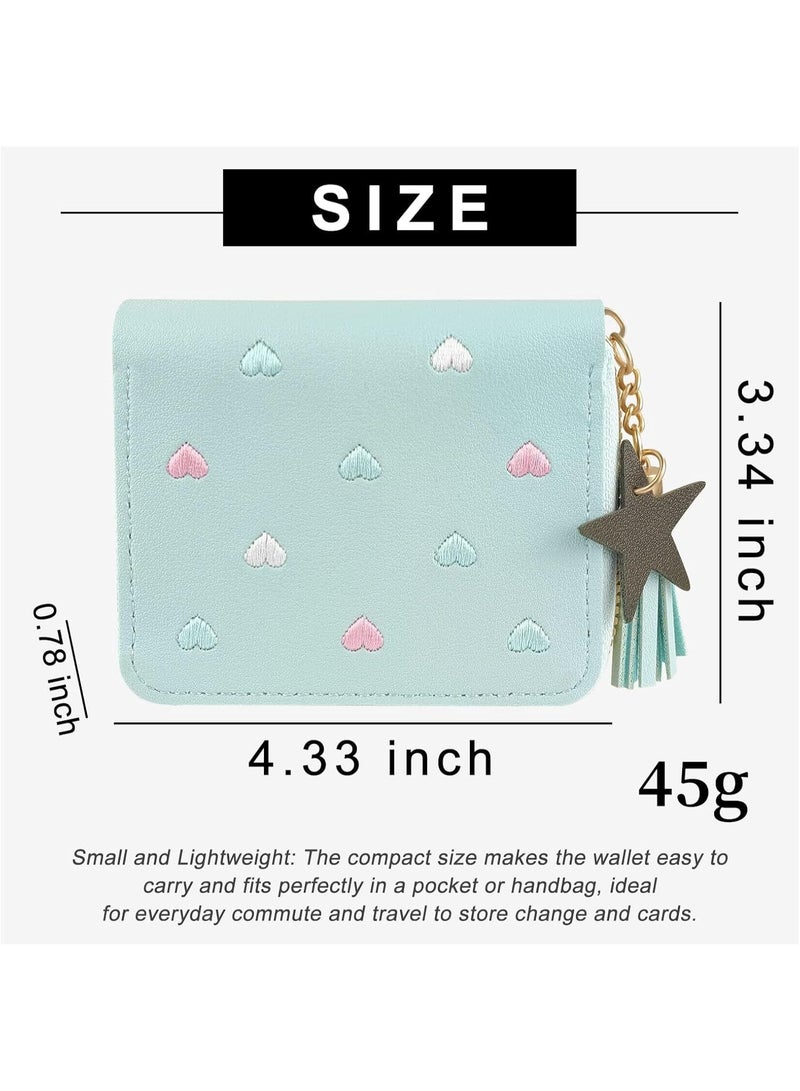 Bukela Tween Wallet Girls Wallets Ladies Wallet PU Leather Purse Lady Credit Card Holder with Star Pendant Solid Color Wallets (blue) - Image 4