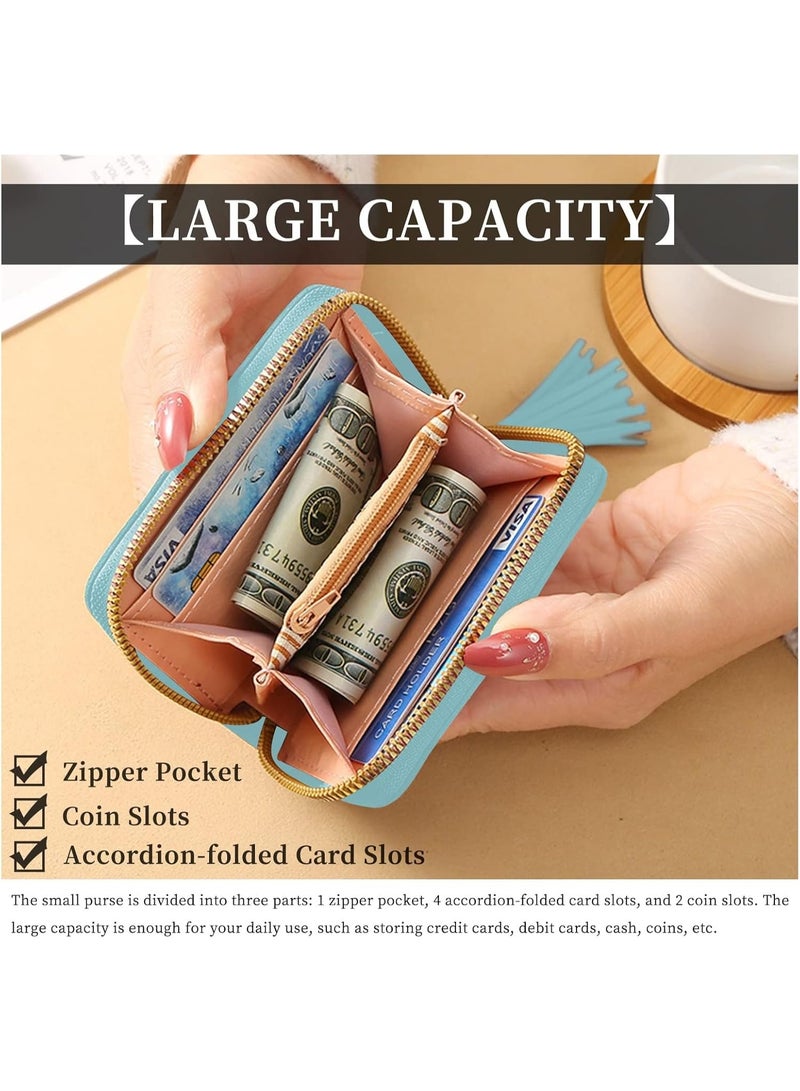 Bukela Tween Wallet Girls Wallets Ladies Wallet PU Leather Purse Lady Credit Card Holder with Star Pendant Solid Color Wallets (blue) - Image 5
