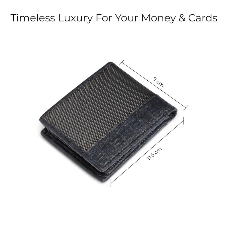 EUME Crest Wallet for Men, Volcanic Blue | Slim Bifold Premium Vegan Leather | 6 Card Slots, 2 Compartments, 1 Id Slot, & 1 Slip Pocket | Stylish & Durable Men Wallet | Perfect for Everyday Use - Image 3