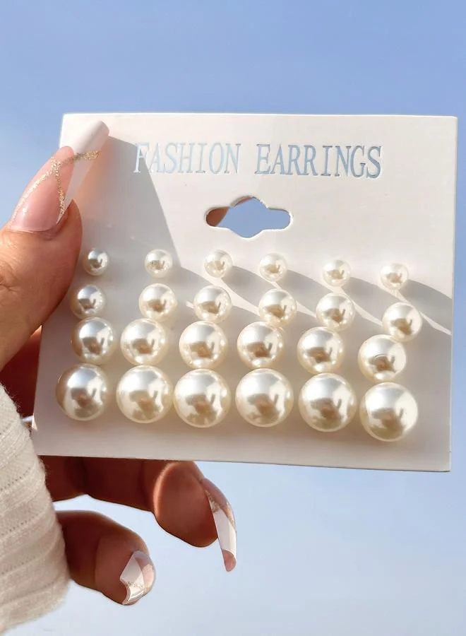 Take Two Take Two Set of 12 - Faux Pearl Earrings