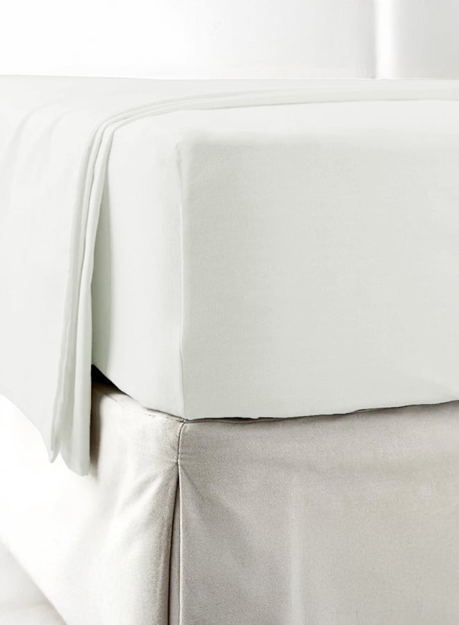 Noon East King Size Fitted Sheet | Soft 400TC Sateen Cotton Material | White Color | 1 Fitted Sheet 180 X 200 Cm With 40 Cm Deep Pocket| Suitable For King Size MattressBundle - Image 3