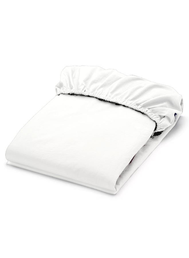 Noon East King Size Fitted Sheet | Soft 400TC Sateen Cotton Material | White Color | 1 Fitted Sheet 180 X 200 Cm With 40 Cm Deep Pocket| Suitable For King Size MattressBundle - Image 4