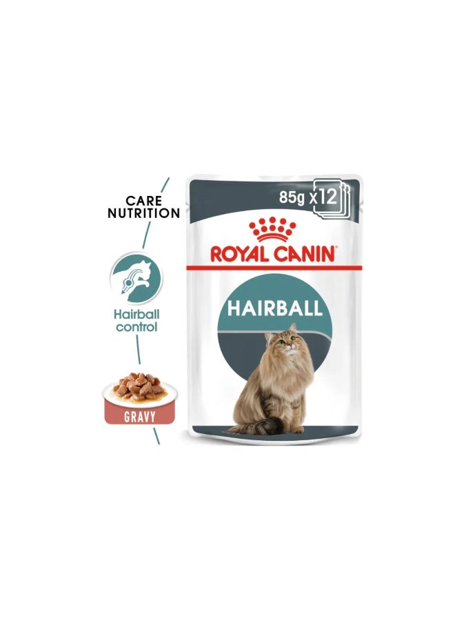 رويال كانين أكياس طعام رطب من رويال كانين للعناية بالقطط مع مرق كرات الشعر - ١٢ × ٨٥ جم - Image 4