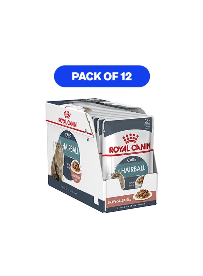 رويال كانين أكياس طعام رطب من رويال كانين للعناية بالقطط مع مرق كرات الشعر - ١٢ × ٨٥ جم - Image 1