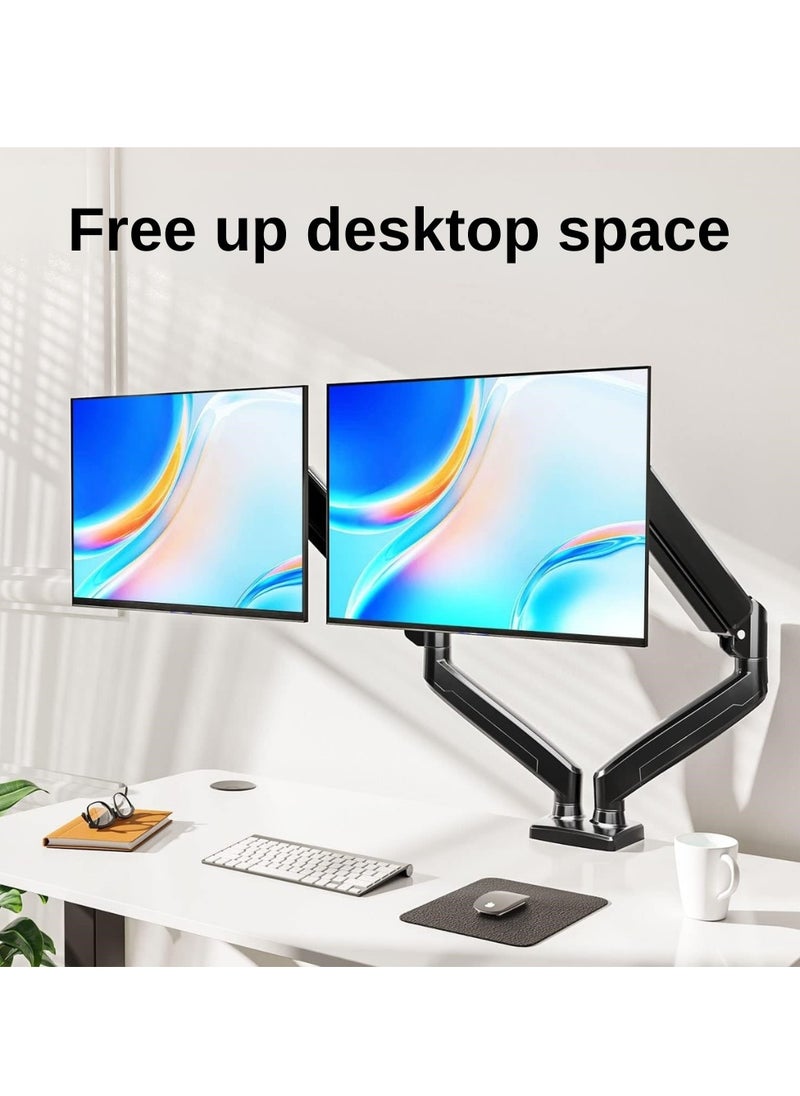 McDou Dual Arm Monitor Stand, Adjustable Gas Spring Dual Monitor Stand, Fits 13-32 Inch Monitors, 360° Swivel Height Adjustable (Black)  - Image 3