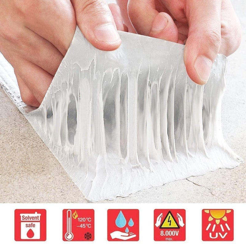 D-Fix شريط إصلاح مقاوم للماء لتسرب الأنابيب وحل تسرب المياه من السقف شريط ألومنيوم لاصق مقاوم للماء شريط مطاطي بوتيل للتشققات السطحية (5سمx5م) (فضي) - Image 4