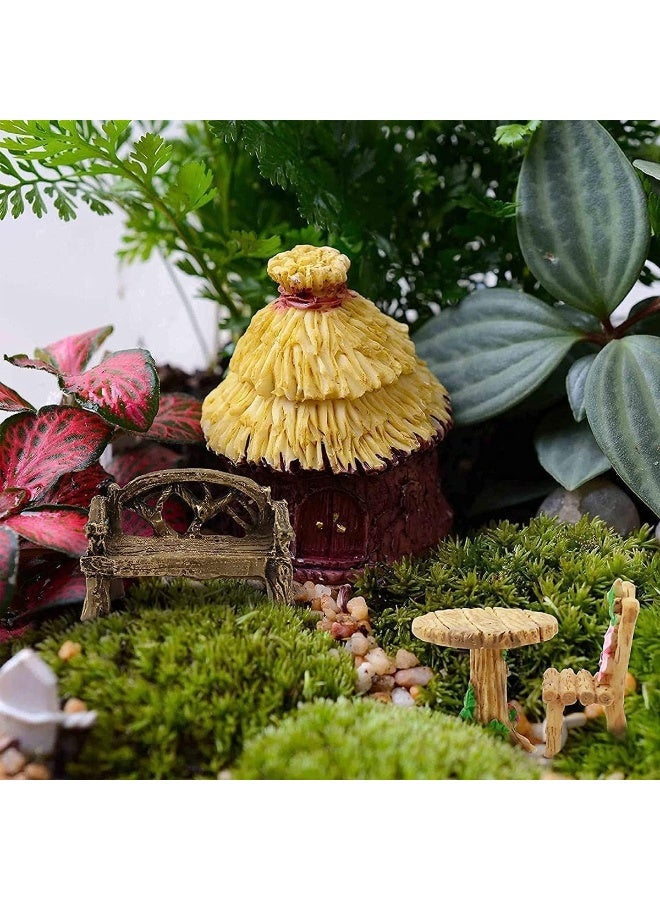 6 PCS Miniature Tables and Chairs Garden Toy, Fairy Garden Accessories, Garden Bench Decorations, Fairy House Furnitures, Miniature Table and Chairs Set, for Fairy Garden, Home Decoration - Image 3
