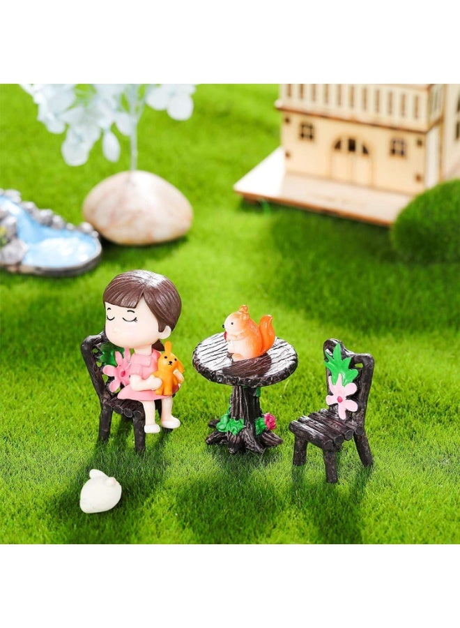 6 PCS Miniature Tables and Chairs Garden Toy, Fairy Garden Accessories, Garden Bench Decorations, Fairy House Furnitures, Miniature Table and Chairs Set, for Fairy Garden, Home Decoration - Image 4