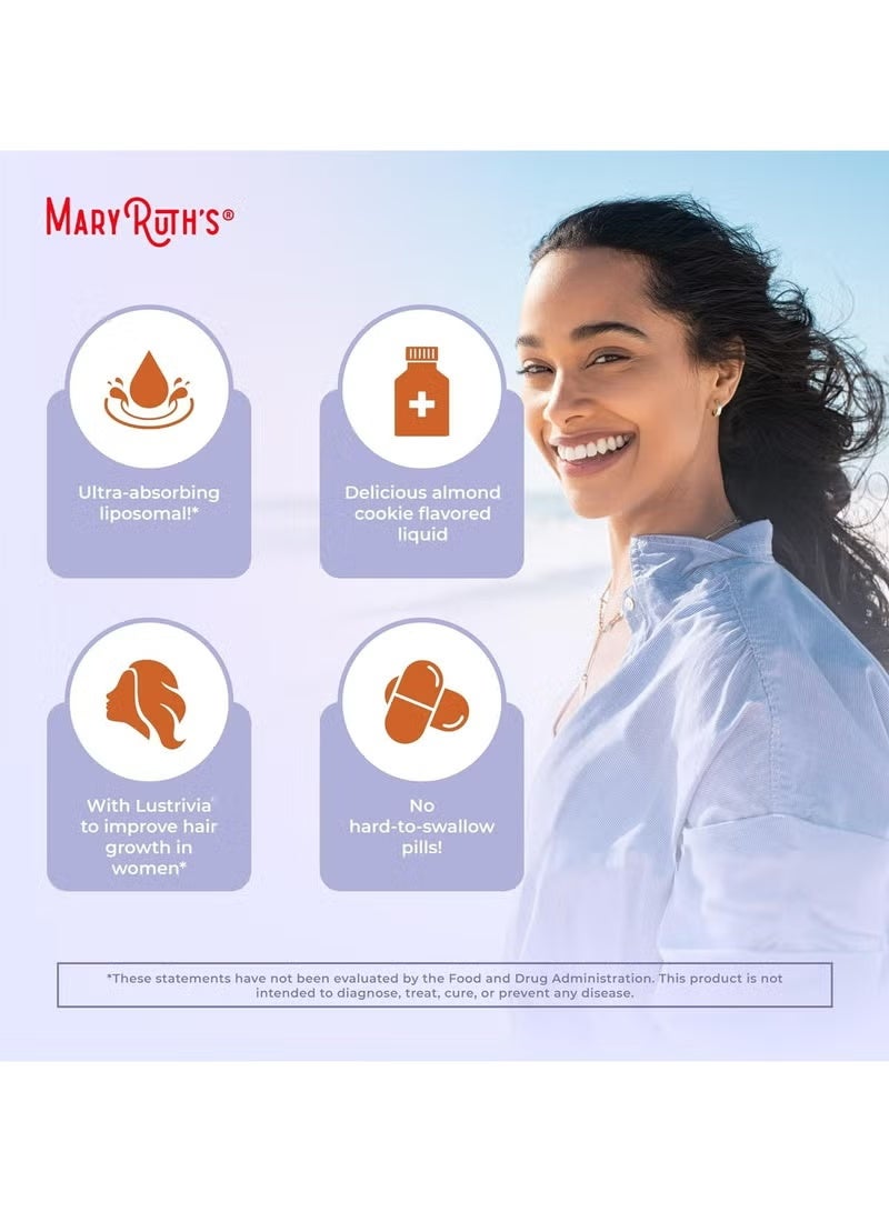MaryRuth's ماري روث ماكس لنمو الشعر للنساء، ليبوزومال 450 مل | مكمل سائل مع لوستريفا، بيوتين 10000 ميكروغرام وزيت بذور اليقطين | تكثيف الشعر، دعم البشرة والأظافر | تركيبة مضادة للشيخوخة للنساء من عمر 18 عامًا فما فوق - Image 2