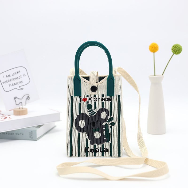 2025 Internet Popular Knitted Bag Flying Woven Bag Tote Bag Korean New Hand Bag Large Capacity Female Student Shopping Bag Factory - Image 2