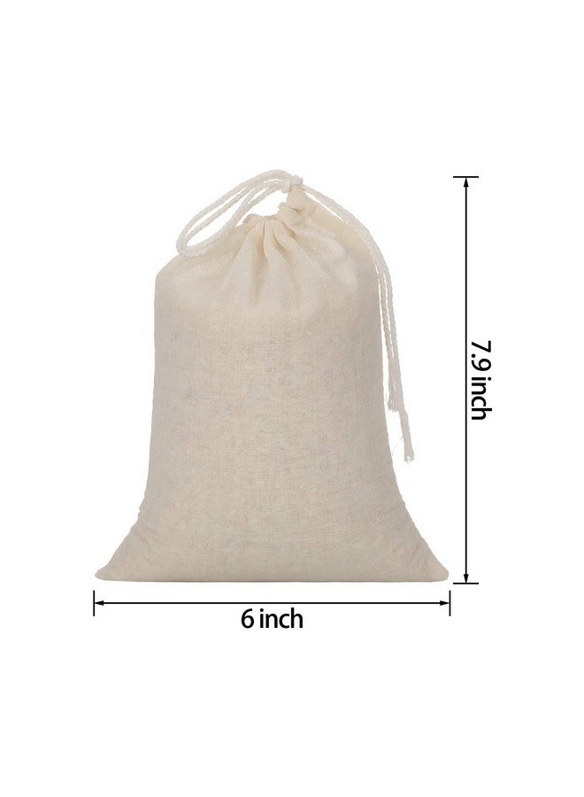 Tatuo 50 Pcs 6 x 8 Inches Muslin Bags Cotton Drawstring Bags Canvas Linen Bag Sachet Bag Reusable Empty Gift Pouch for Party Home Supplies - Image 2
