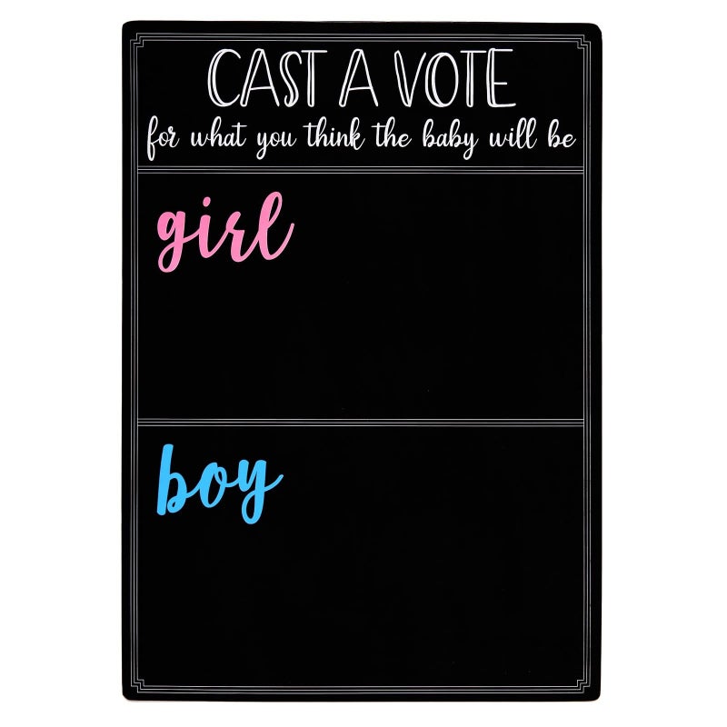 Juvale Gender Reveal Decorations for Baby Shower Games with 144 Girl or Boy Voting Stickers and Cast Your Vote Sign with Stand (Chalkboard Design, 12 x 17 in) - Image 5