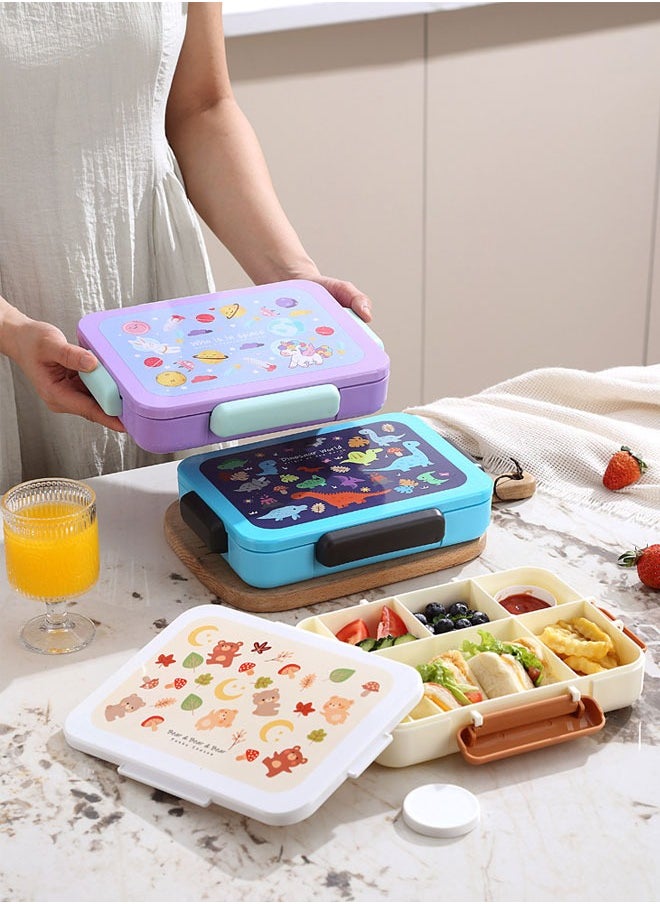 Super ZYouth Bento Lunch Box for Kids School, Children's Lunch Box with 5 Compartments, Leak-proof Lunch Box with Tablewares for Girls and Boys, Snack Box, Perfect for School, Nursery & Trips, 1200ml  - Image 3