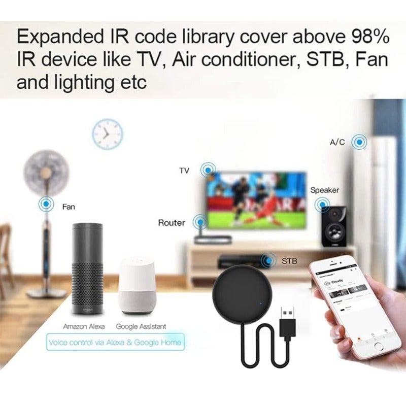 جهاز تحكم عن بعد ذكي Wi-Fi ي IR للتحكم في المنزل الذكي عن بعد عبر الأشعة تحت الحمراء، جهاز تحكم عن بعد شامل لمعظم الأجهزة، متوافق مع تويا، للتحكم في مكيف الهواء والتلفزيون، يعمل بواسطة أمازون أليكسا وجوجل هوم، للتحكم الصوتي 1 - Image 5