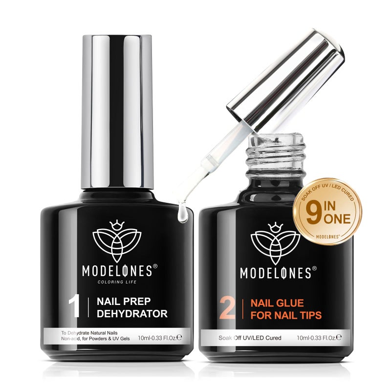 modelones 9 in One Gel Nail Glue Prep Dehydrator for Acrylic Nails Tips/Bloom Gel/Adhesive Bond, Long Lasting Curing Needed - Image 1