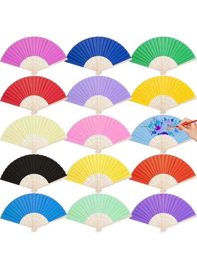 DomeStar DomeStar Foldable Bamboo Fans,15PCS Eastern Style Handheld Fan Bamboo Fans Chinese Fan for DIY Decoration Wedding Dancing Party Favors  - Image 1