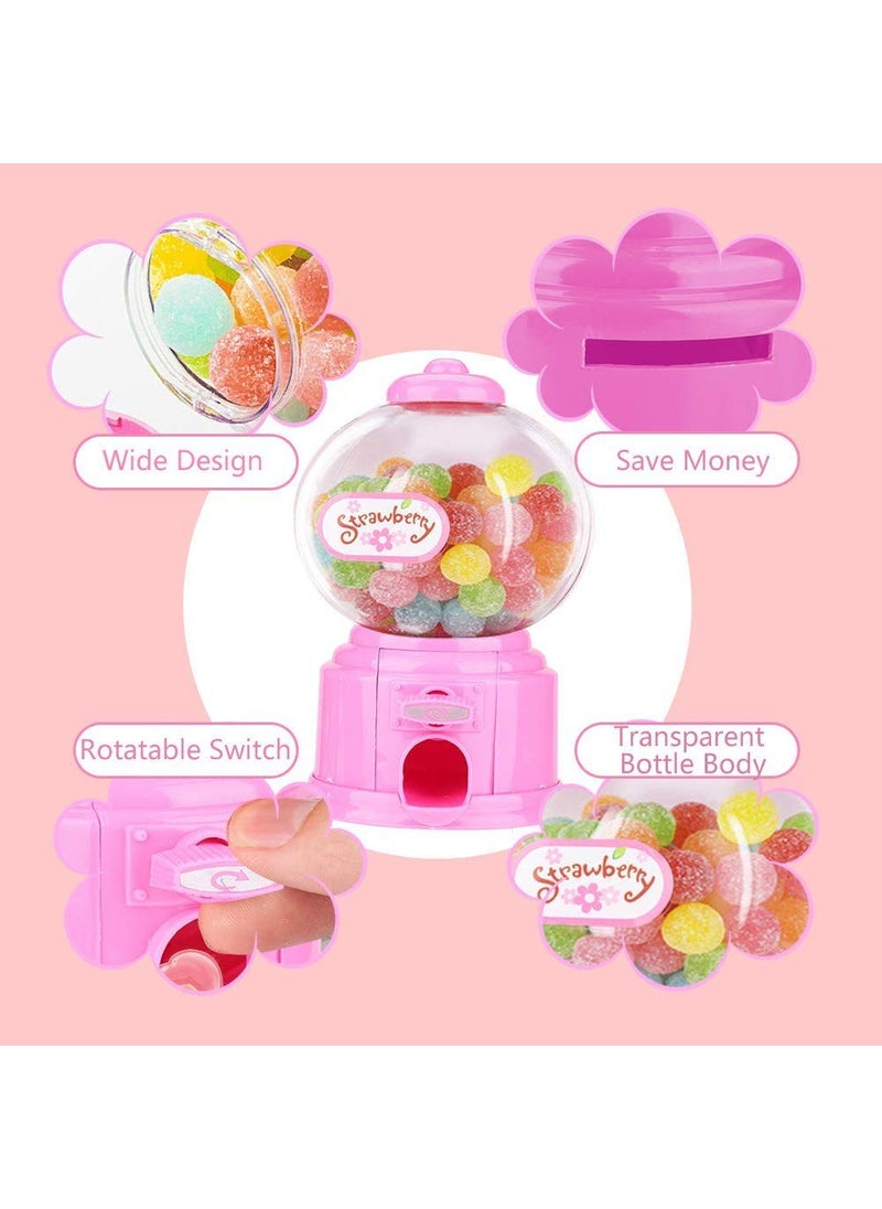 Nidy NIDY 1Pc Mini Candy Gumball Jelly Beans Sugar Vending Machine Snack Dispenser Cute Sweets Mini Candy Machine Bubble Gumball Dispenser Coin Bank Candy Gumball Not Included Pink  - Image 3