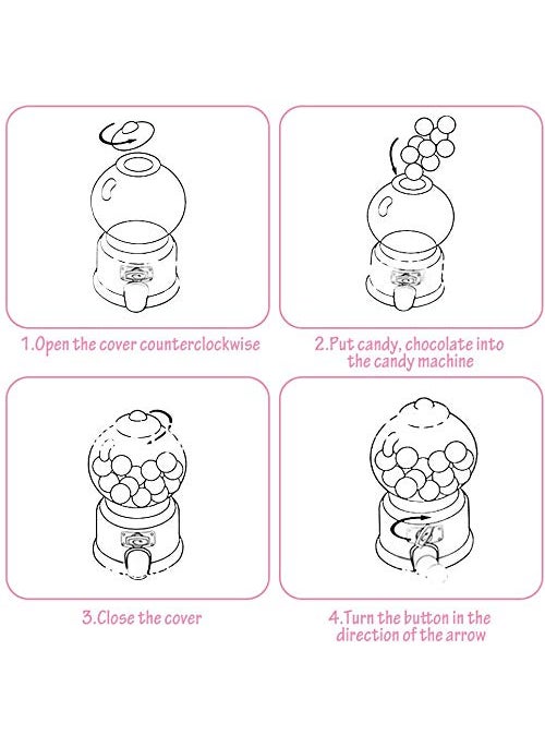 Nidy NIDY 1Pc Mini Candy Gumball Jelly Beans Sugar Vending Machine Snack Dispenser Cute Sweets Mini Candy Machine Bubble Gumball Dispenser Coin Bank Candy Gumball Not Included Pink  - Image 4