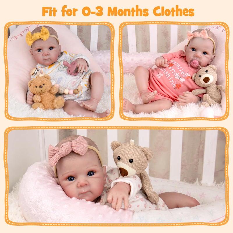 Aori Reborn Baby Doll Realistic Girl 20 inches - Soft Cloth Body and Vinyl Limbs, Lifelike Newborn Baby Dolls for Kids Imaginative Play, Emotional Comfort for The Elderly - Image 3