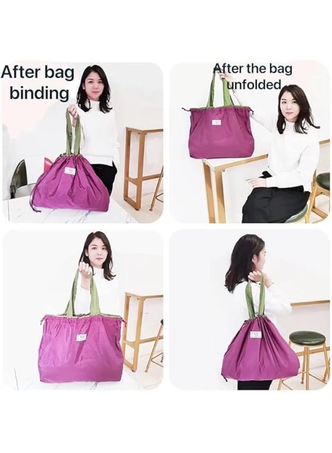 Cool Baby 3 Pack Large Capacity Environmentally Friendly Portable Foldable Supermarket Shopping Bags Can Be Tie Drawstring Storage Grocery Bags Handbags Reusable Shopping Bags  - Image 3