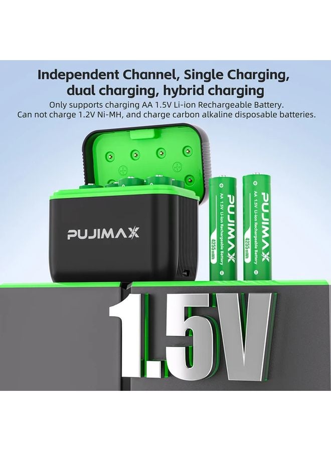 8 Slot Curved Charging Case With 8 Rechargeable AA 4255mWh Lithium Ion Batteries - Image 2