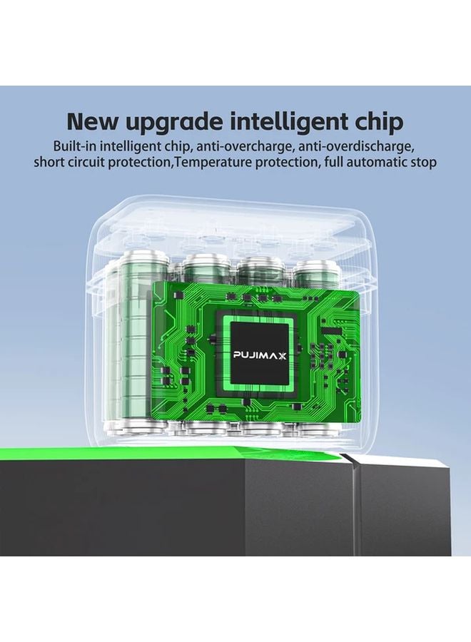 8 Slot Curved Charging Case With 8 Rechargeable AA 4255mWh Lithium Ion Batteries - Image 5